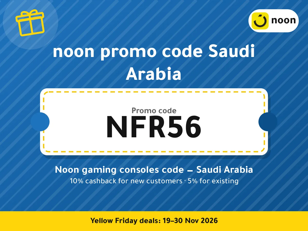 noon promo code Saudi Arabia NFR56 — Noon gaming consoles code — Saudi Arabia · Yellow Friday 2026