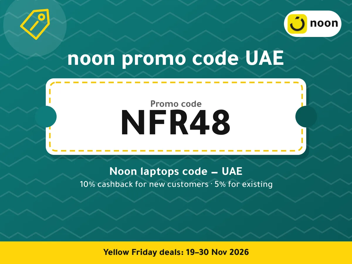 noon promo code UAE NFR48 — Noon laptops code — UAE · Yellow Friday 2026