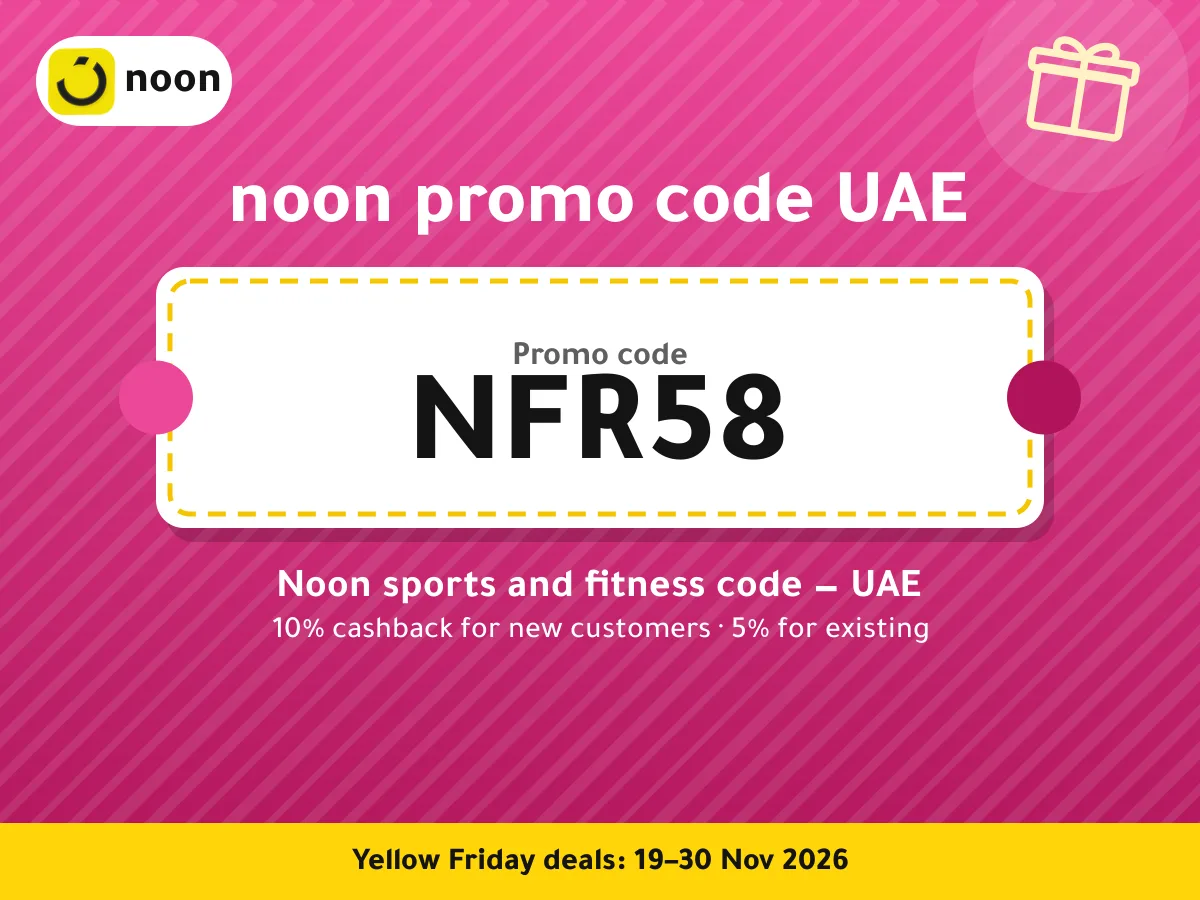 noon promo code UAE NFR58 — Noon sports and fitness code — UAE · Yellow Friday 2026